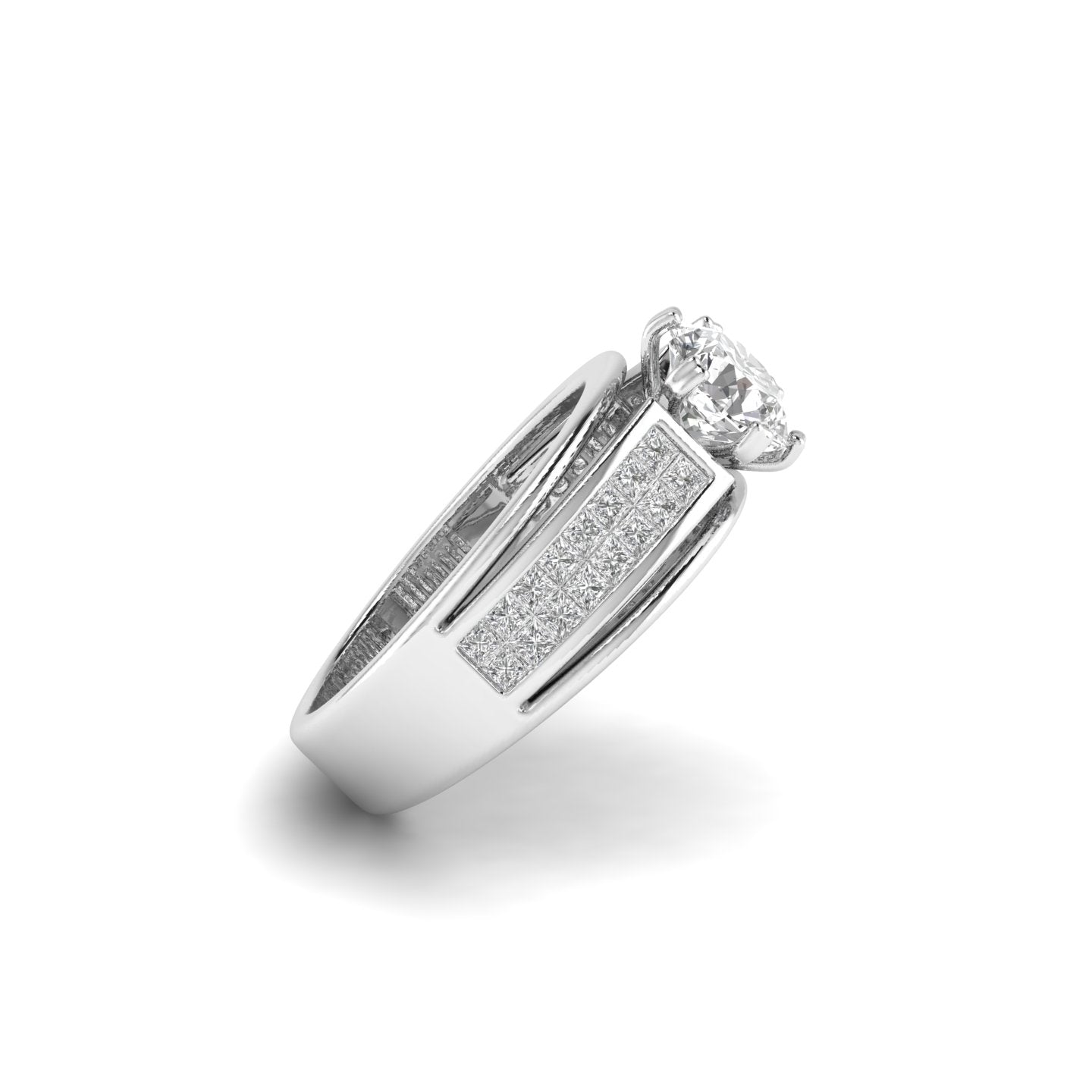 White Gold Studded 1.452 Carat Lab Grown Diamond Ring-F Color VS1 Clarity.